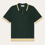 Les Deux Lace Knitted Polo In Pine Green