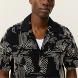 Les Deux Liam AOE Flower Short-sleeve Shirt in Black