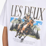 Les Deux Printed Cotton Crew Neck T-Shirt In White