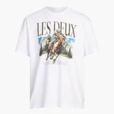 Les Deux Printed Cotton Crew Neck T-Shirt In White