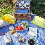 Les Jardins de la Comtesse Waterproof picnic blanket blue and white gingham 140x140cm