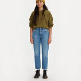 Levi's 501® Levi's Crop Jeans Medium Indigo Worn In Blue