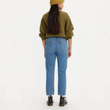 Levi's 501® Levi's Crop Jeans Medium Indigo Worn In Blue