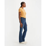 Levi's 725 High Rise Bootcut Jeans Dark Indigo Worn In Blue