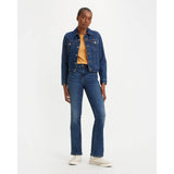 Levi's 725 High Rise Bootcut Jeans Dark Indigo Worn In Blue