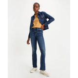 Levi's 725 High Rise Bootcut Jeans Dark Indigo Worn In Blue