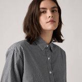 Levi's Cropped Harlie Shirt Hedi Micro Gingham Cloud Dancer In Blue