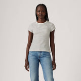 Levi's Dry Goods Waffle Cap-Sleeve Tee Annalise Stripe Gardenia Peacoat In Blue