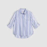 Levi's Elaine Utility Shirt Bold Stripe Cotton Linen Blue
