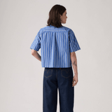 Levi's Harlie Short Sleeve Cropped Shirt Double Dutch Stripe In Nautical Blue