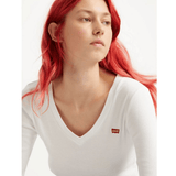 Levi's Long Sleeve V-Neck Baby Tee White
