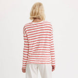Levi's Margot Long Sleeve Tee Saint Stripe Script in Red