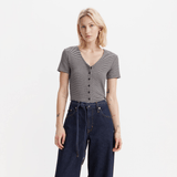 Levi's Muse Tee in Vanilla Stripe Caviar Black