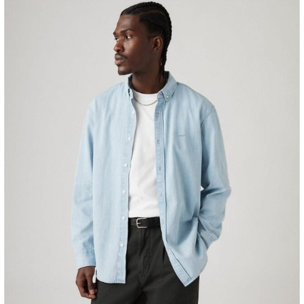 Levi's Oxford Cotton Shirt with Buttoned Collar In Blue