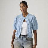 Levi's Pauline Pointelle Short Sleeve Cardigan Glacier Lake Blue