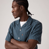 Levi's Short Sleeve Sunset Standard Camp Shirt Ricky Dobby Plaid In Blue