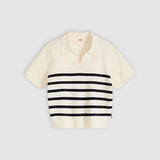 Levi's Super Soft Polo Sweater Isabella Stripes Tofu + Anthracite White