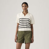 Levi's Super Soft Polo Sweater Isabella Stripes Tofu + Anthracite White