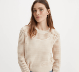 Levi's Superbloom Crochet Long-Sleeve Top In White Swan Cream