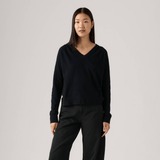 Levi's Supersoft V-neck Pullover Sweater Anthracite Night In Black
