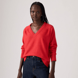 Levi's Supersoft V-Neck Pullover Sweater In True Red