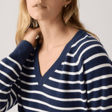 Levi's Supersoft V-neck Pullover Sweater Parisienne Stripe Peacoat In Blue