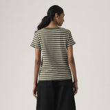 Levi's The Perfect Cotton V-neck in Deep Depth Stripe Green