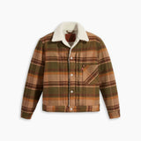 Levi's Type I Sherpa Trucker Jacket in Barold Plaid Winter Moss
