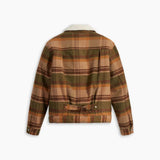 Levi's Type I Sherpa Trucker Jacket in Barold Plaid Winter Moss