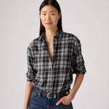 Levi's Western Harlie Flannel Shirt Allegra Plaid Anthracite Night In Black