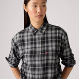 Levi's Western Harlie Flannel Shirt Allegra Plaid Anthracite Night In Black