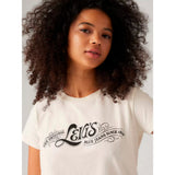 Levi's Women's Cotton Boxy T-Shirt Levi's Country Script Egret In Cream