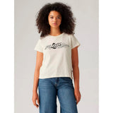 Levi's Women's Cotton Boxy T-Shirt Levi's Country Script Egret In Cream