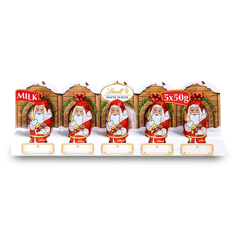 MILK　5点おまとめ Lindt SANTA Milk Chocolate 5 Pack Perforation 50g