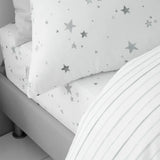 Little Bianca Fine Linens Bedroom Stars Fitted Sheet 15cm Depth Grey