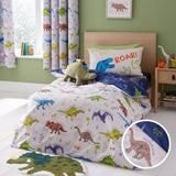 Little Bianca Catherine Lansfield Bedding Prehistoric Dinosaurs Reversible Duvet Cover Set with Pillowcase Natural