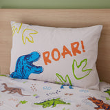 Little Bianca Catherine Lansfield Bedding Prehistoric Dinosaurs Reversible Duvet Cover Set with Pillowcase Natural