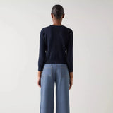 LK Bennett Lottie Midnight Plain Merino Fine Gauge Cardigan