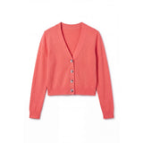 London Cashmere Company Corali Crop Cardigan In Hot Coral
