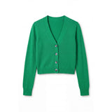 London Cashmere Company Corali Crop Cardigan In Spring Green