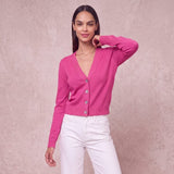 London Cashmere Company Corali Crop Cardigan In Party Pink