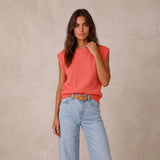 London Cashmere Company Zarah Tank In Hot Coral