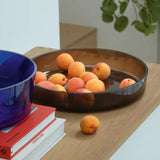 LSA Collective Low Glass Bowl Dia:35cm In Mocha