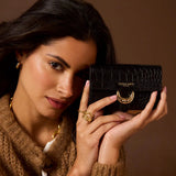 Luella Grey Letitia Croc Medium Purse In Black