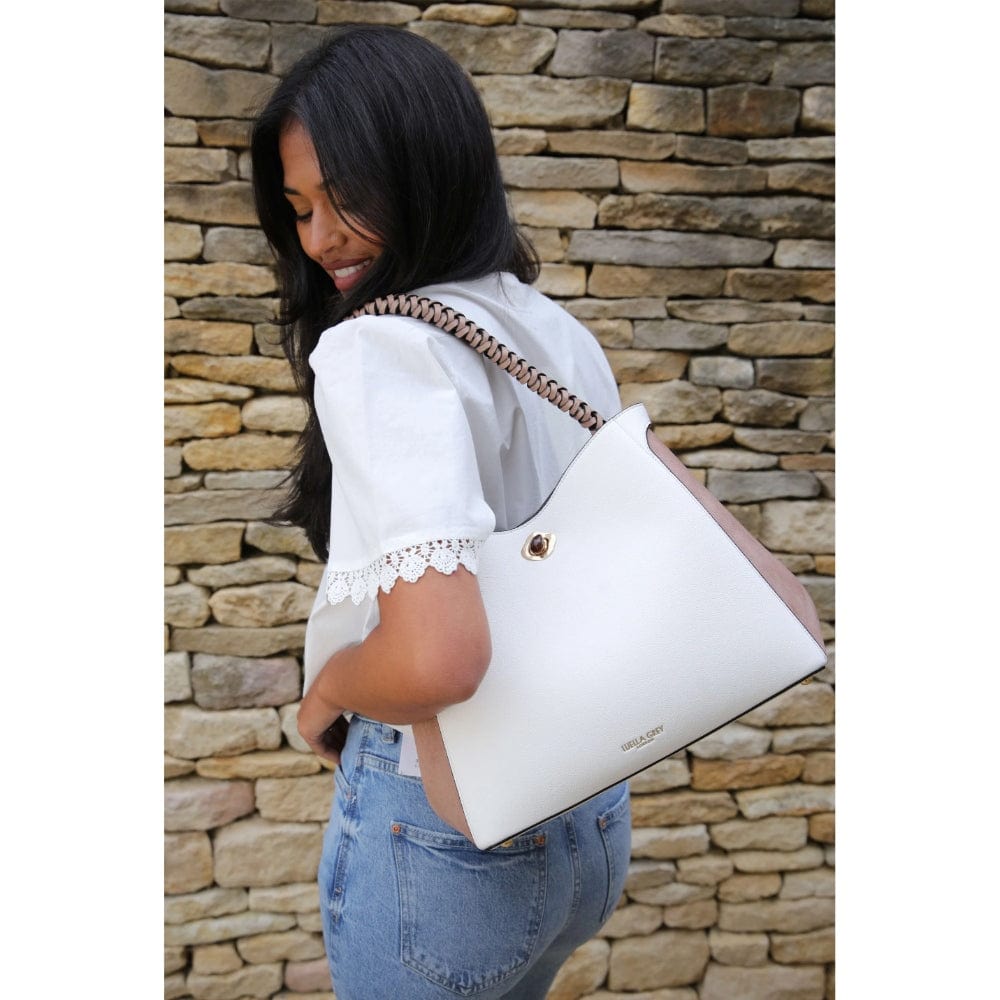 Luella Grey Adriana Woven Handle Hobo In White - Main Image