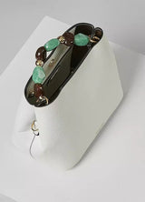 Luella Grey Christina Beaded Handle Bucket Tote Bag in White