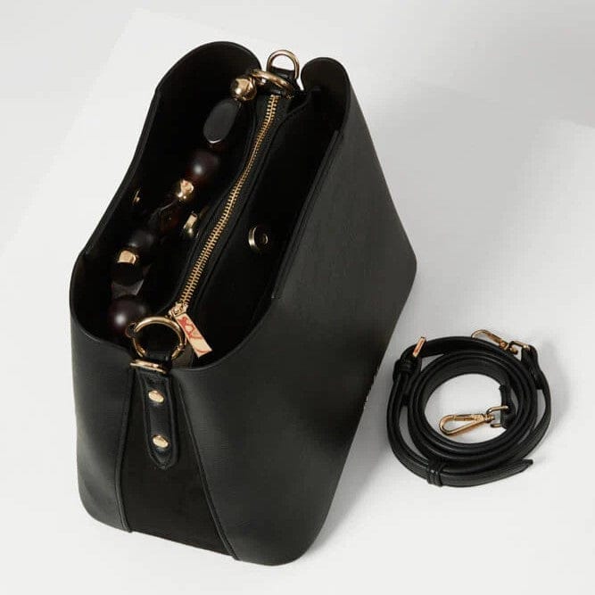 DANIELLE-BEADED HANDLE CROSSBODY TOTE BLACK DANIELLE-BEADED HANDLE CROSSBODY TOTE BLACK