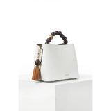 Luella Grey Demi Beaded Handle Crossbody Tote In White