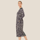 Masai Manilana Button Front Tulip Dress In Navy/White