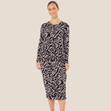 Masai Manilana Button Front Tulip Dress In Navy/White